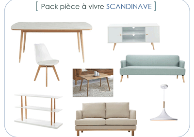 ensemble de meubles pour salon de décoration scandinave